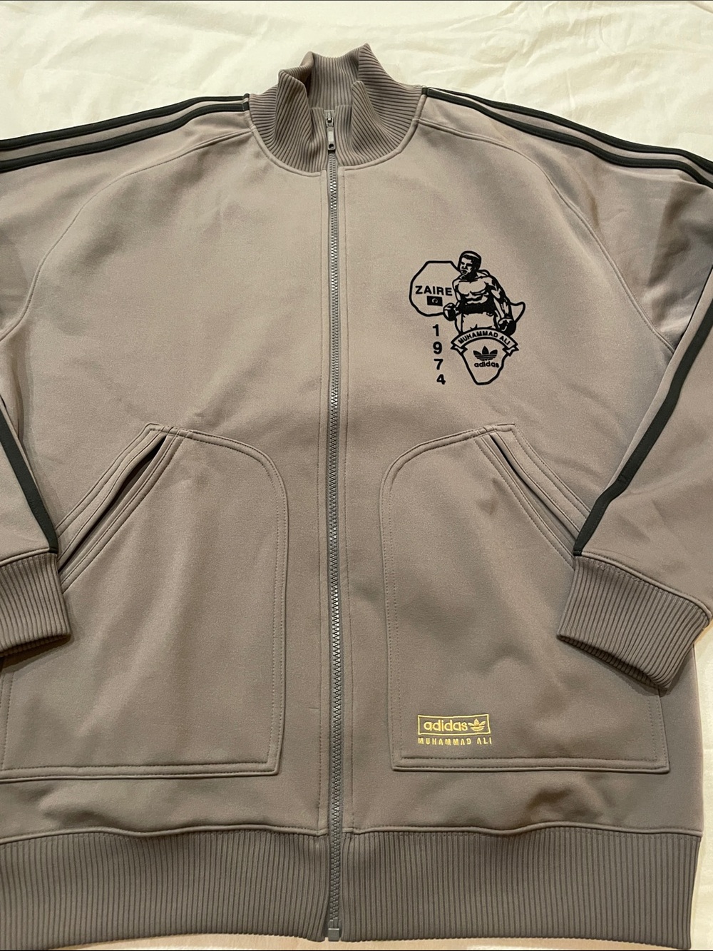 adidas Taupe Track Jacket with Black Accents vintage 2005 limited